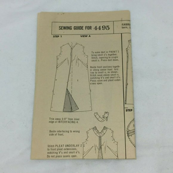 Vintage Butterick 4495 Womens Pleated Front Dress Sewing Pattern Craft 12 - Picture 4 of 5